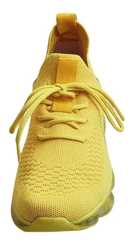 Tenis Sneaker Flow Para Dama Amarillo De Moda Y Muy Comodo