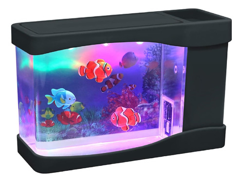 Mini Acuario Artificial Un Tanque De Peces De Natacion Led 