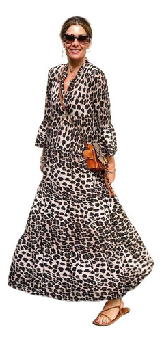 Vestido De Mujer Con Estampado De Leopardo Suelto