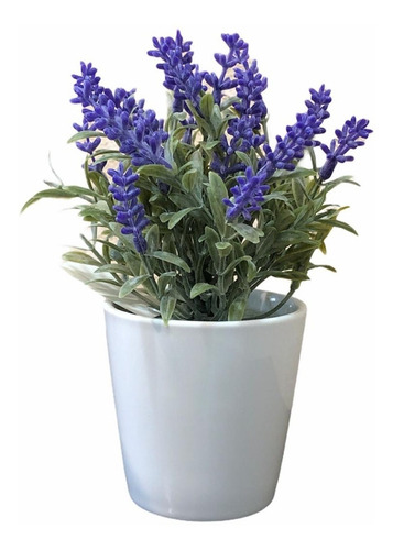 Imagen 1 de 5 de Flor Planta Lavanda Chica C/ Maceta Artificial Decoración