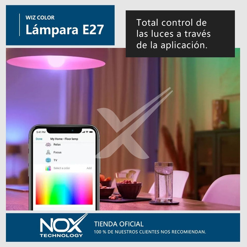 Imagen 4 de 9 de Lampara Led Bulbo Wiz Smart Wifi Rgb 9w E27 Dimerizable
