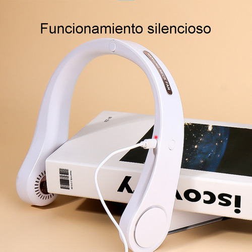 Ventilador De Cuello Portátil Recargable Con 3 Velocidades Color Blanco
