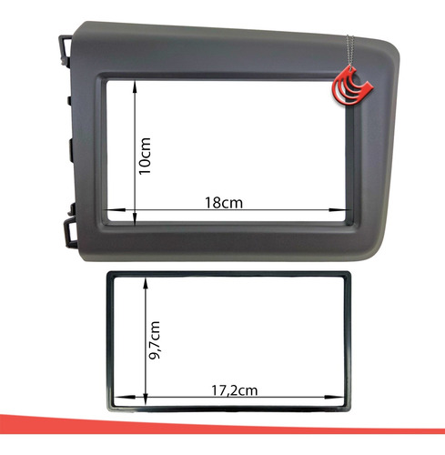 Imagem 6 de 8 de Moldura Painel 2 Din Multimidia Dvd Mp5 Civic 2012 2013 2014 Cinza