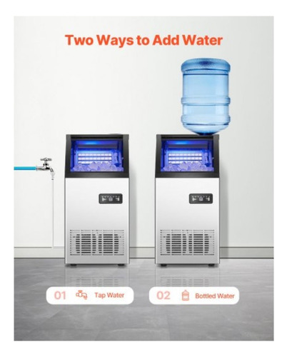 Máquina Para Hacer Hielo En Cubos 80lb/24h Plateado