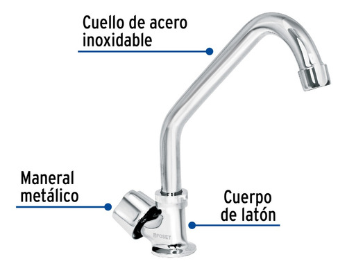 Llave Individual Fregadero, Cuello Corto, Hexagonal, Basic