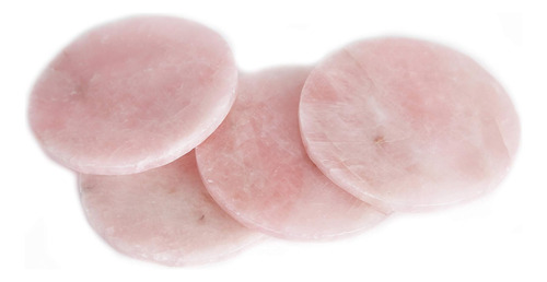 Jic Juego De 4 Posavasos De Cristal De Cuarzo Rosa En Rodaja