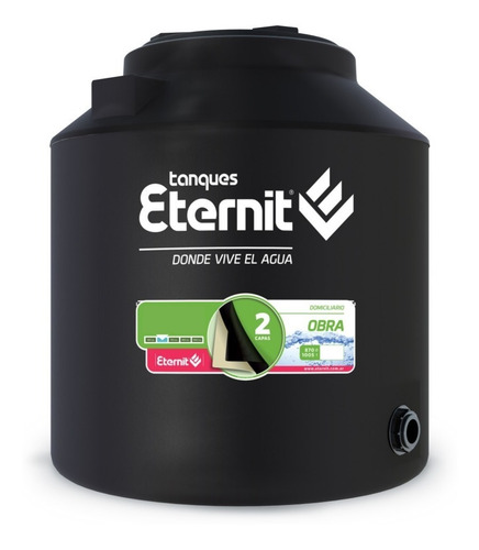 Tanque de agua Eternit Estándar bicapa vertical polietileno 300L negro de 72.5 cm x 80.7 cm
