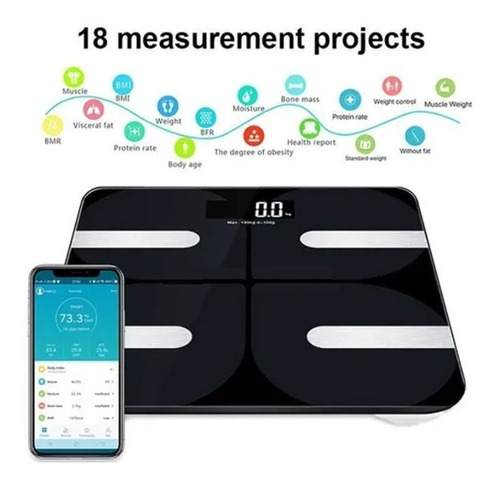 Imagen 4 de 10 de Balanza Personal Bluetooth Digital 180kg App Bt Fitness