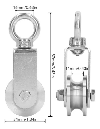 Y Ruedas De Polea Cable 2 Piezas De Acero Inoxidable De 360°