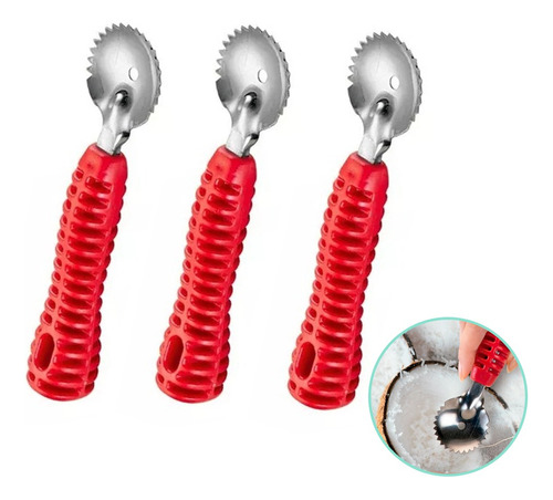 Kit 3 Raspadores De Coco De Aço Inox Com Cabo Reforçado