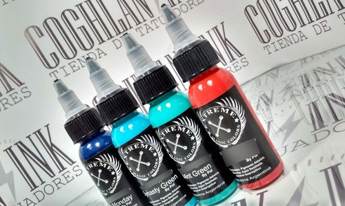 Imagen 3 de 7 de Tinta Tattoo Extreme Set Neo Tradi X 4oz Tatuajes Tatuar