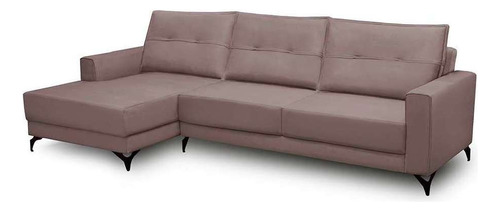 Sofá 4 Lugares Heros Com Chaise Esquerdo Veludo Rosê Cor Rosa