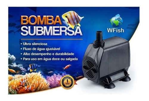 Imagem 2 de 4 de Bomba Submersa Wf 1500 L/h Recalque Aquário Fonte Bebedouros
