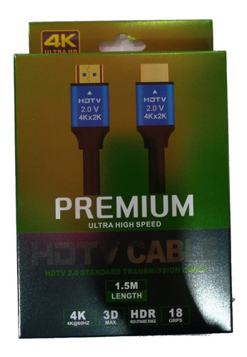 Cable Hdmi Full Hd 4k 2.0 1080p 60hz 3d  Premium 3mt 1.5mt 