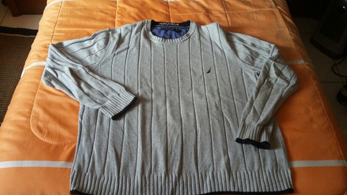 Sueter Nautica Original Color Gris Talla Xl Cuello Redondo!