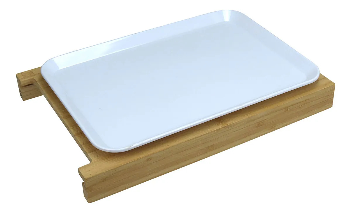 Tábua Corte 1 Gaveta Coletora Plastico Bambu Bege 4x36x26 Tábua Bege