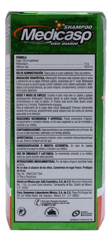 Shampoo Medicasp Caja Con Frasco Con 130 Ml