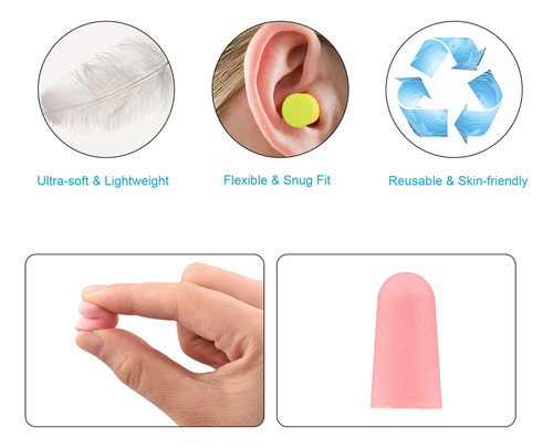 Juego De Tapones Para Oídos De Espuma Reutilizables, 30/60/1