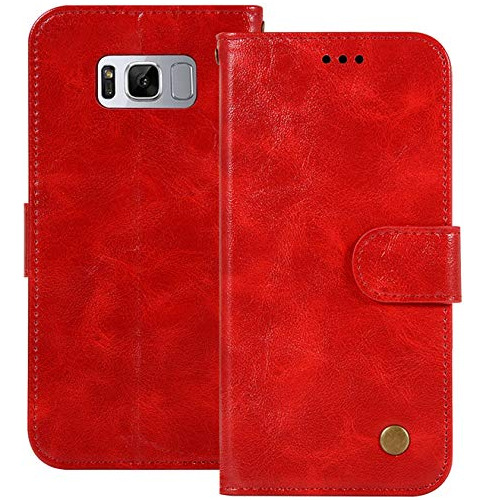 Funda Cartera Para Samsung Galaxy S8 Rojo Pu Piel Sintetica