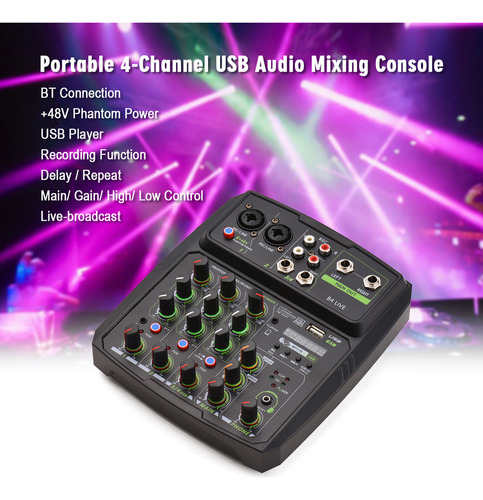 Tuner Console, Mixador De Áudio, Ganho De 4 Canais, Usb, 2 B