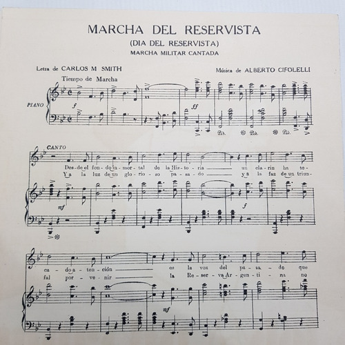 Imagen 4 de 7 de Ejército Argentino Marcha Del Reservista Partitura Mag 59502