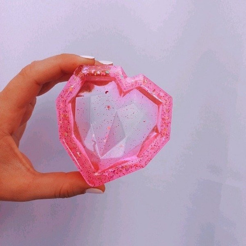 Molde Silicona Corazon Diamante Cenicero Para Resina