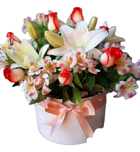 Box Floral De Rosas Y Lilium . Flores A Domicilio .