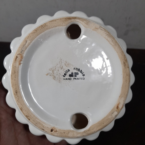 Imagem 7 de 8 de Cinzeiro Europeu Porcelana Della Robbia Antigo Detalhes Ouro