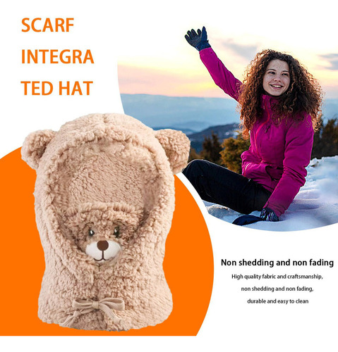 Gorro De Oso De Peluche Cálido Sombrero De Bufanda De Oso De