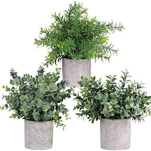 Plantas Artificiales Pequeñas De 9 Pulgadas Con Maceta 3 Pz Verde