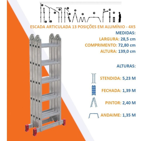 Imagem 3 de 3 de Escada Articulada 20 Degraus Botafogo