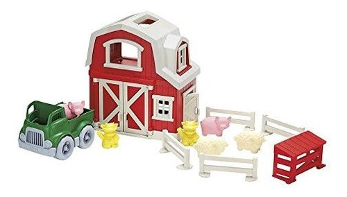 Green Toys Farm Playset - Juego De Simulación De 13 Piezas,