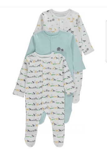 Set * 3 Pijamas Bebé Niño Niña 100% Algodón Bor