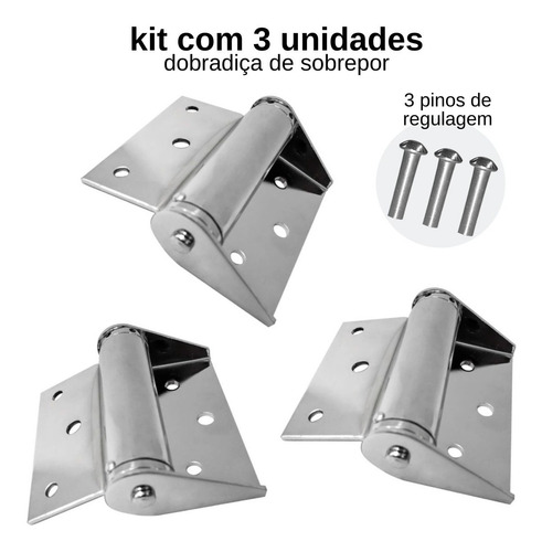 3 Dobradiças Para Porta Corta Fogo Com Mola Regulável