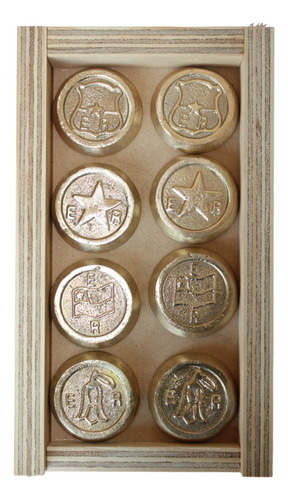 Caja De 8 Tejos Con Diseño Para Rayuela De Bronce