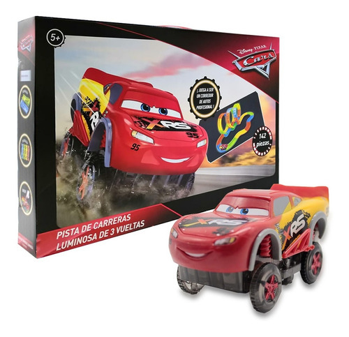 Pista Magic Track Rayo Mcqueen 3 Vueltas Luminosa 1 Auto Led Color Rojo