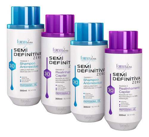 Kit 02 Escova Semi Definitiva Zero Forever Liss 2x300ml