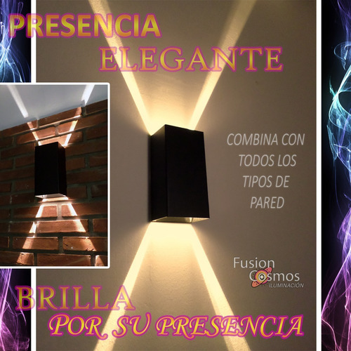 Aplique Interior Efecto Rayo X C/ Lampara Led 6w Pack X2unid