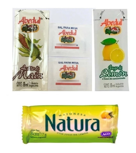 Aceite Maíz + Mayonesa + Limón X100u C/u Sobres Individuales