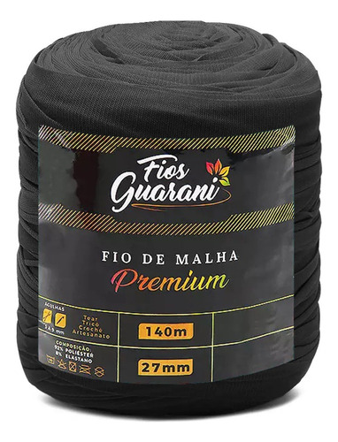 Fio De Malha Premium Guarani 140mts 200g Crochê Tricô Cor 23- Preto