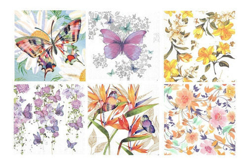 Imagen 1 de 7 de Servilletas Decoupage Laura Craft Set Mariposa Floral 1