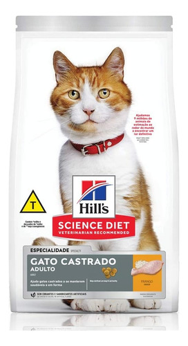 Ração Hill's Science Diet Felino Adulto Castrado Frango 6kg