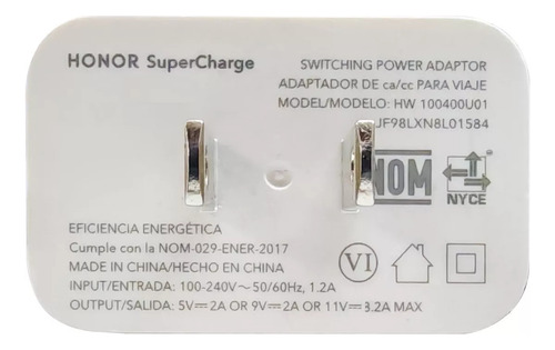 Cargador Honor Supercharge 35w Original Nova Mate Magic Pro Blanco