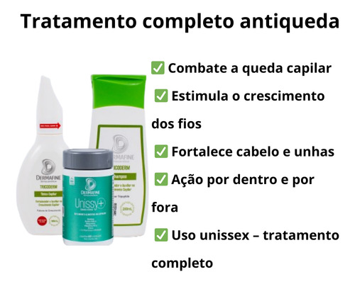 Kit Antiqueda Tricoderm Shampoo + Tônico + Unissy+
