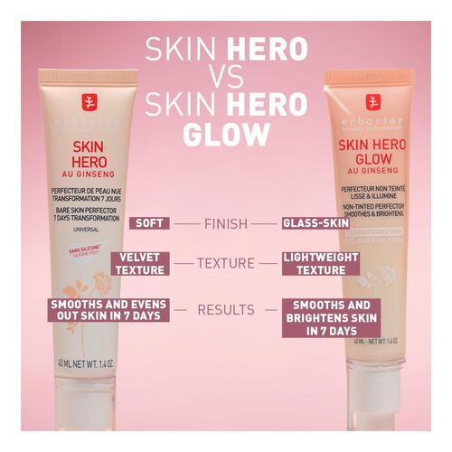 Erborian Skin Hero Glow, Care Face Bare Perfector No Teñido