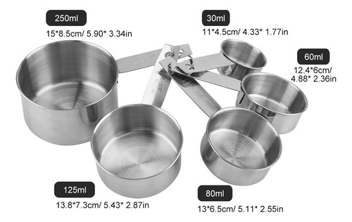 Juego De 5 Cucharas Medidoras De Acero Inoxidable, Anticorro