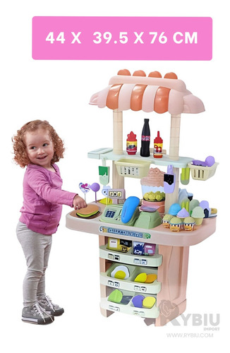 Coche De Comida Chatarra Con Accesorios De Color Rosado