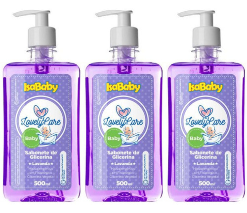 Kit 3 Isababy Sabonete Lovely De Glicerina Lavanda 500ml