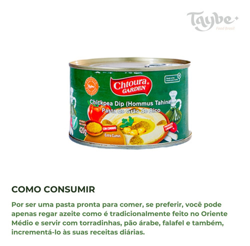 Hommus Pasta De Grão De Bico Com Cominho 420g Chtoura Garden