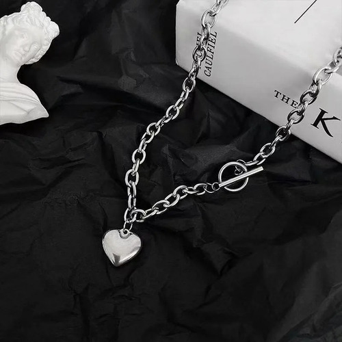 Collar Y Pulsera Corazón Acero Inoxidable Cierre De Palanca